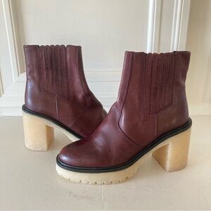 NWOB Free People James Wine Leather Chelsea Boots Sz 39